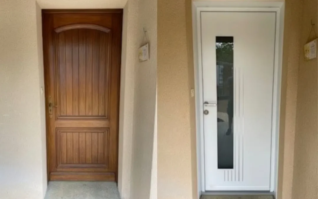 Porte d&rsquo;entrée aluminium remplacement bois